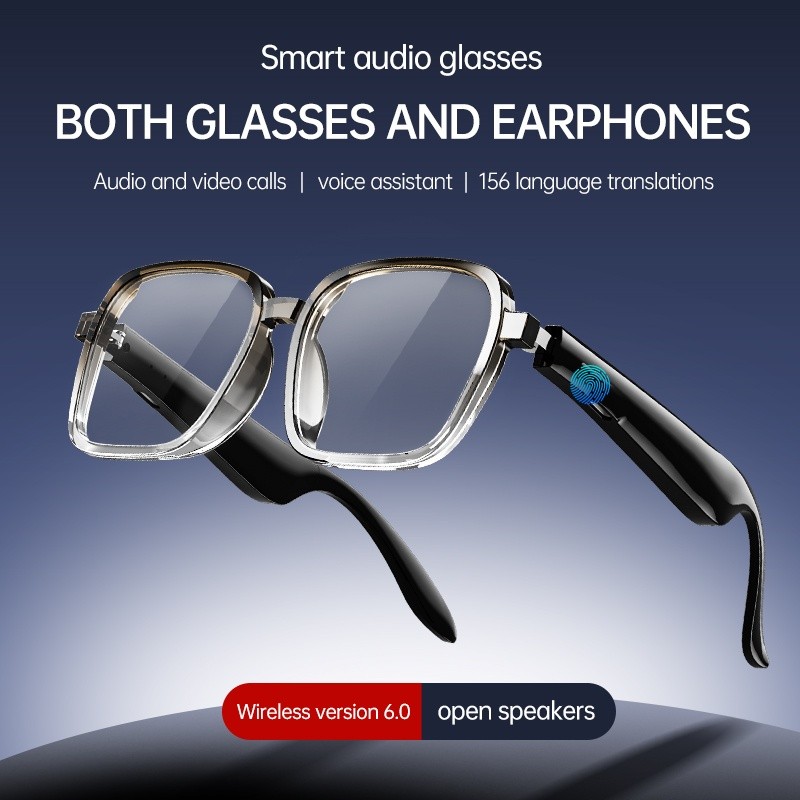 Smart Bluetooth Glasses AI Translation Dual-Side Touch Control Open-Ear Wireless