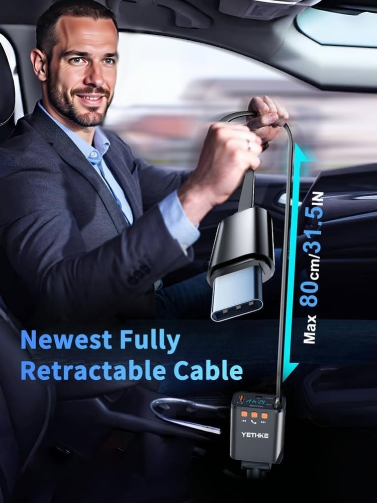 Car Bluetooth Adapter 5.4, 69W Fast Charging FM Transmitter Black