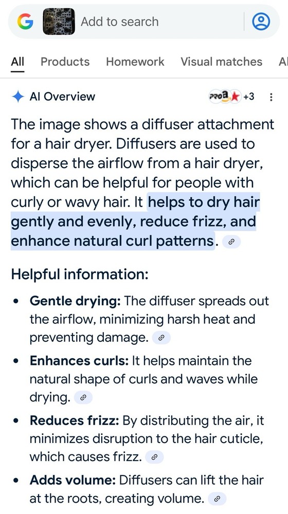 HAIR BLOW OUT DRYER OVAL DIFFUSER ATTACHMENT STYLE REPLACEMENT 2” DIAMETER CURL