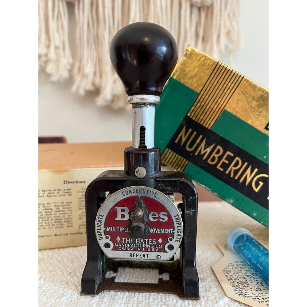 Vintage Bates Numbering Machine 6 Wheels Multiple Movement (3976)
