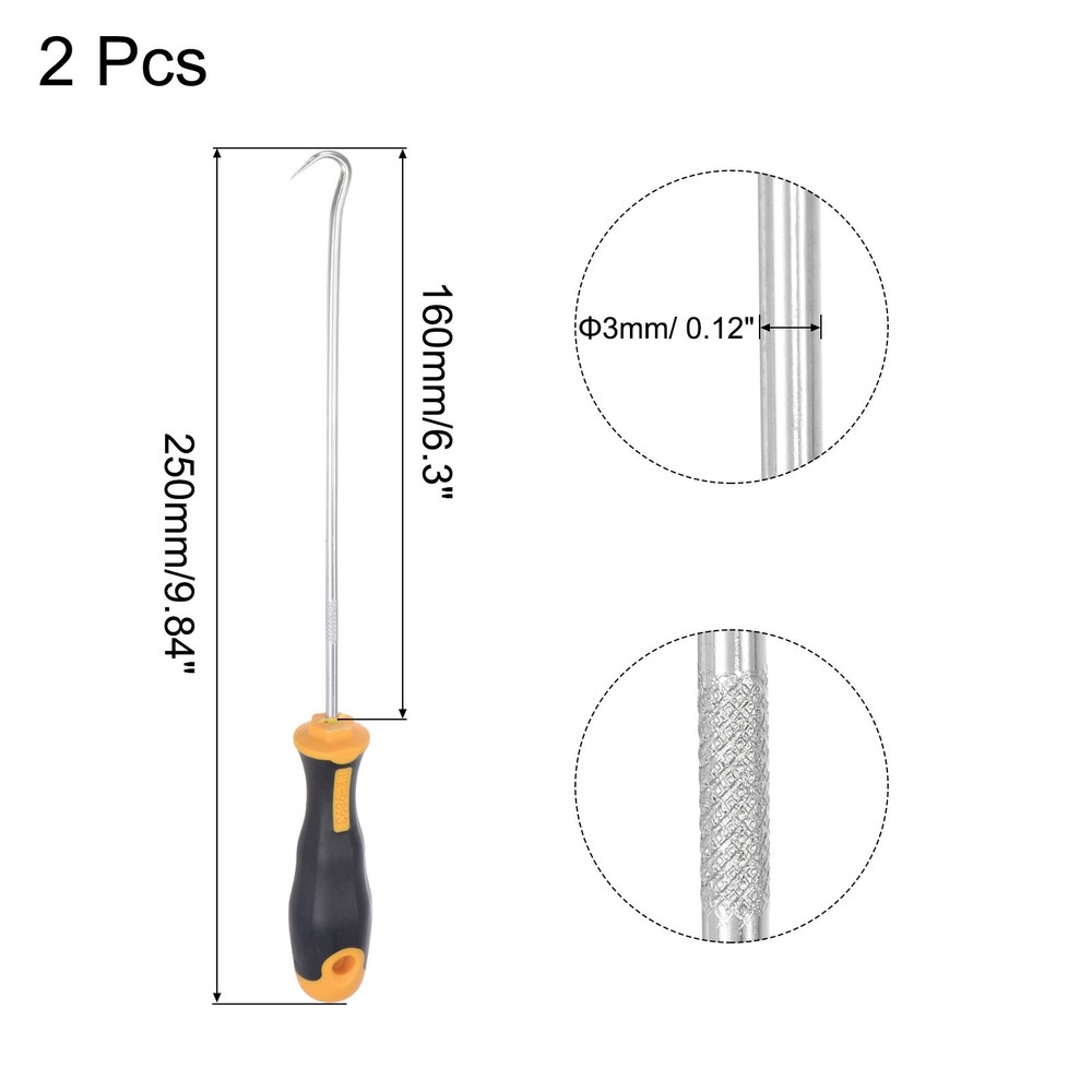 9.84" Full Hook Pick Removal Tool O-rings Puller Remover , 2Pcs