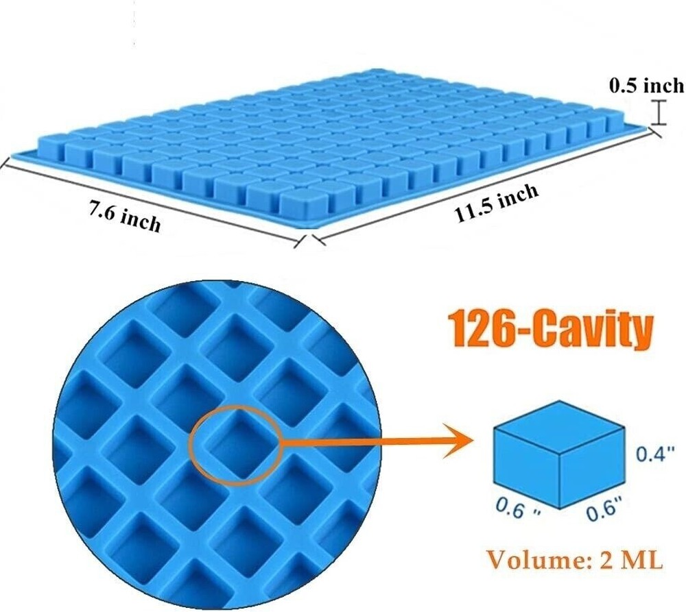 2 Pack Square Silicone Candy Molds for Gummy Chocolate Ice