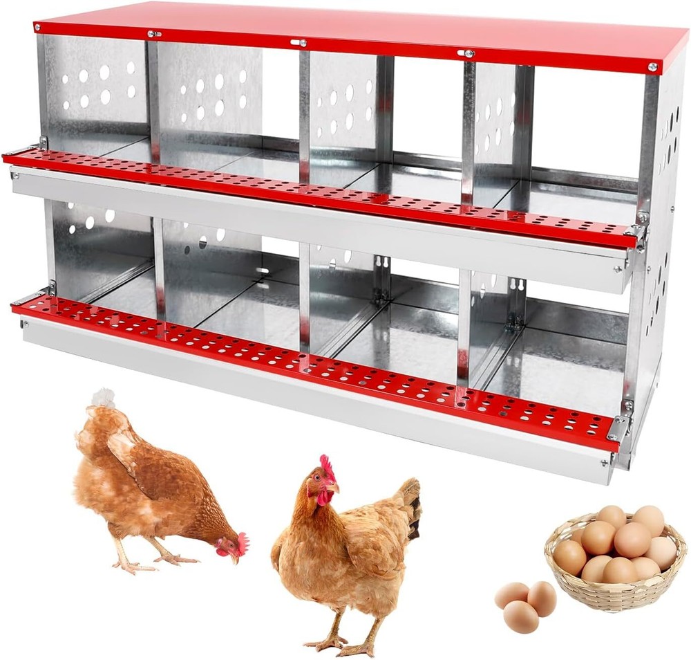 Chicken Nesting Box 8 Large Vented Holes Metal Poultry Nest Chicken Brooding Box