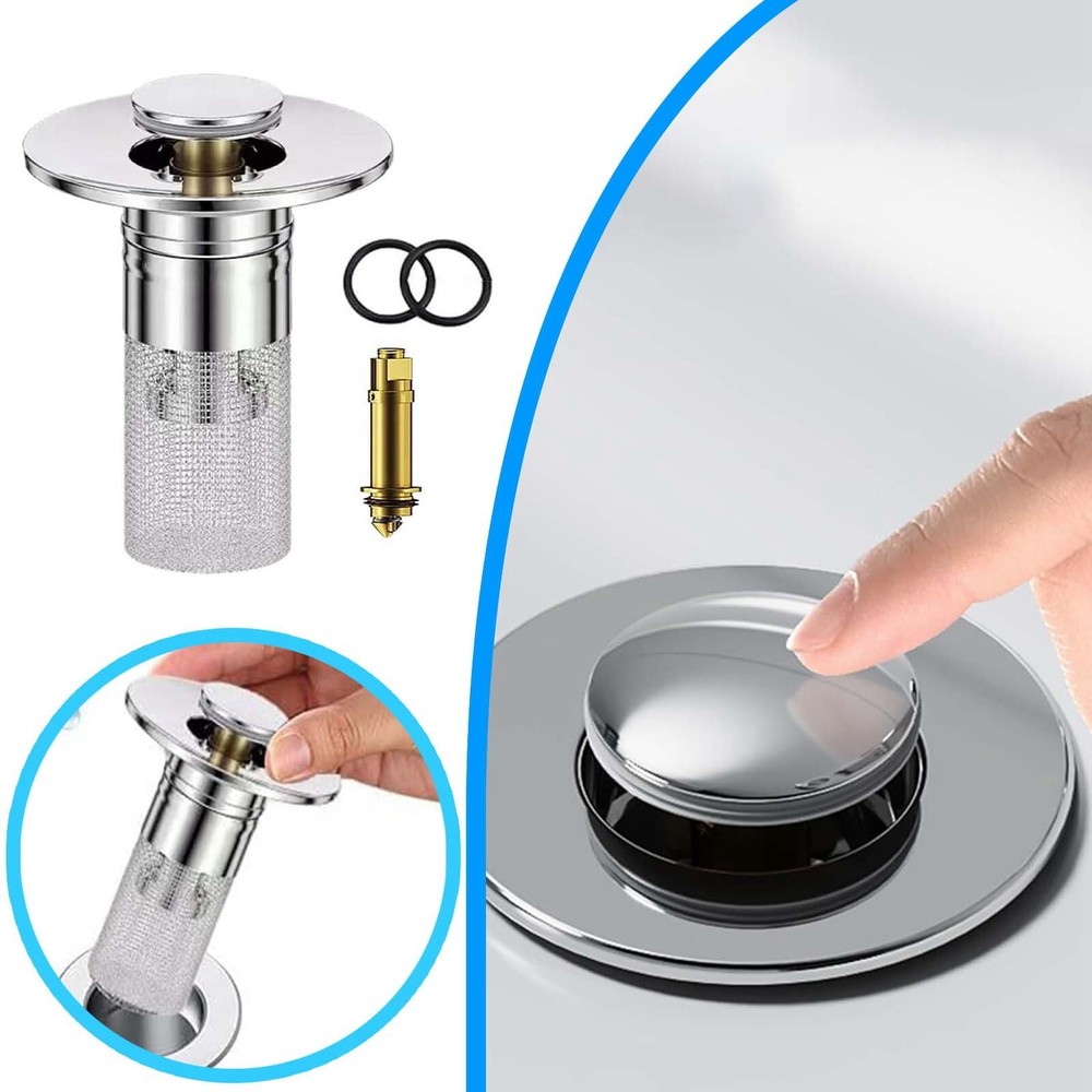 Universal Bathroom Sink Plug Stopper Pop-Up Drain Filter Wash Basin Core Bounce