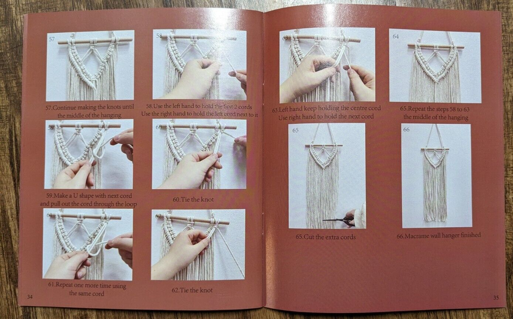 Beginner 4 projects Macrame Kit - Wall Hangings & Plant Hanger - w/Instructions