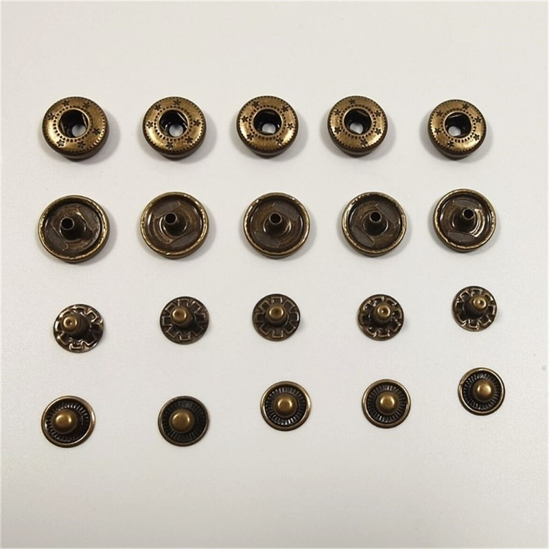 15 Sets Snap Fasteners Kits, 15mm Metal Snap Button Press Studs with Fixing Tool