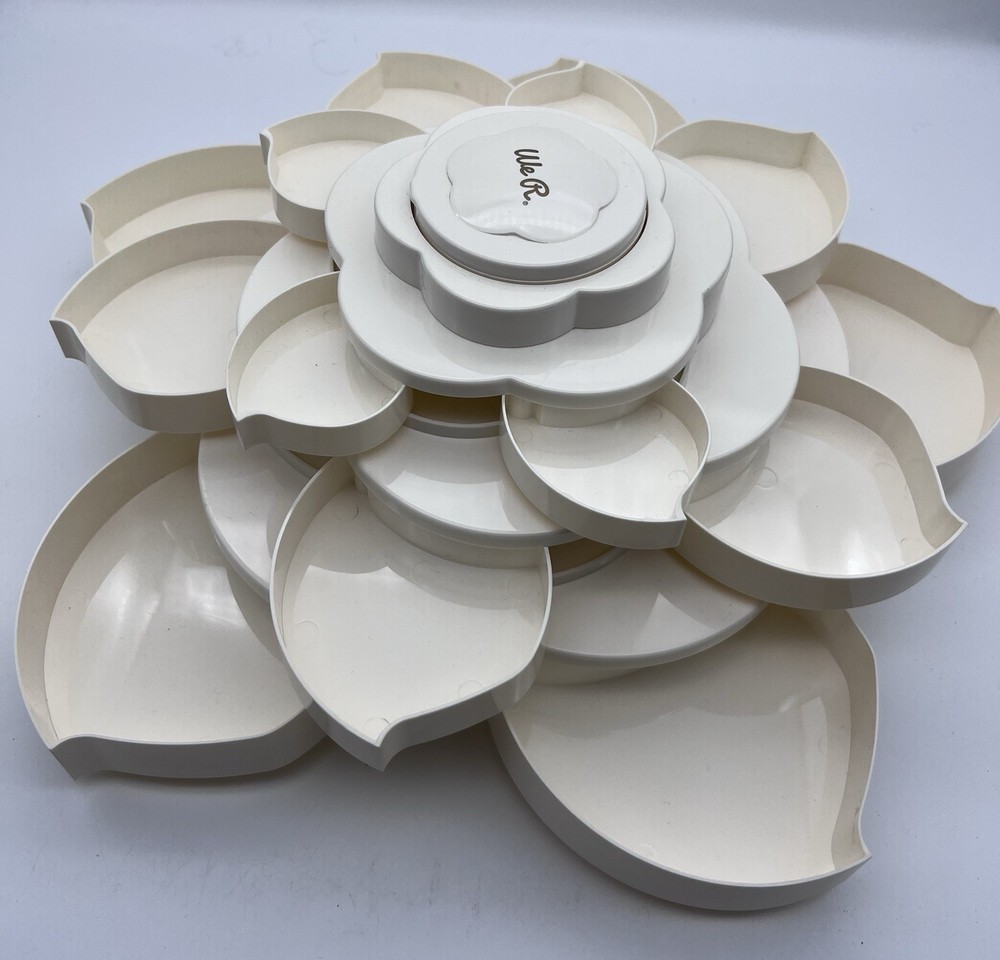 We R Memory Keepers Cream Plastic Storage Case Bloom Design Twists Open & Closed