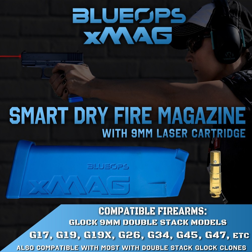 BLUEOPS Smart Dry Fire Training Magazine & Laser for Glock Double Stack 9mm
