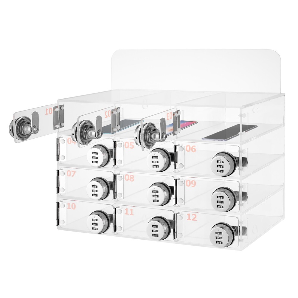 Cellphone Storage Locker with Combination Lock Wall-Mounted Cabinet 12 Slots