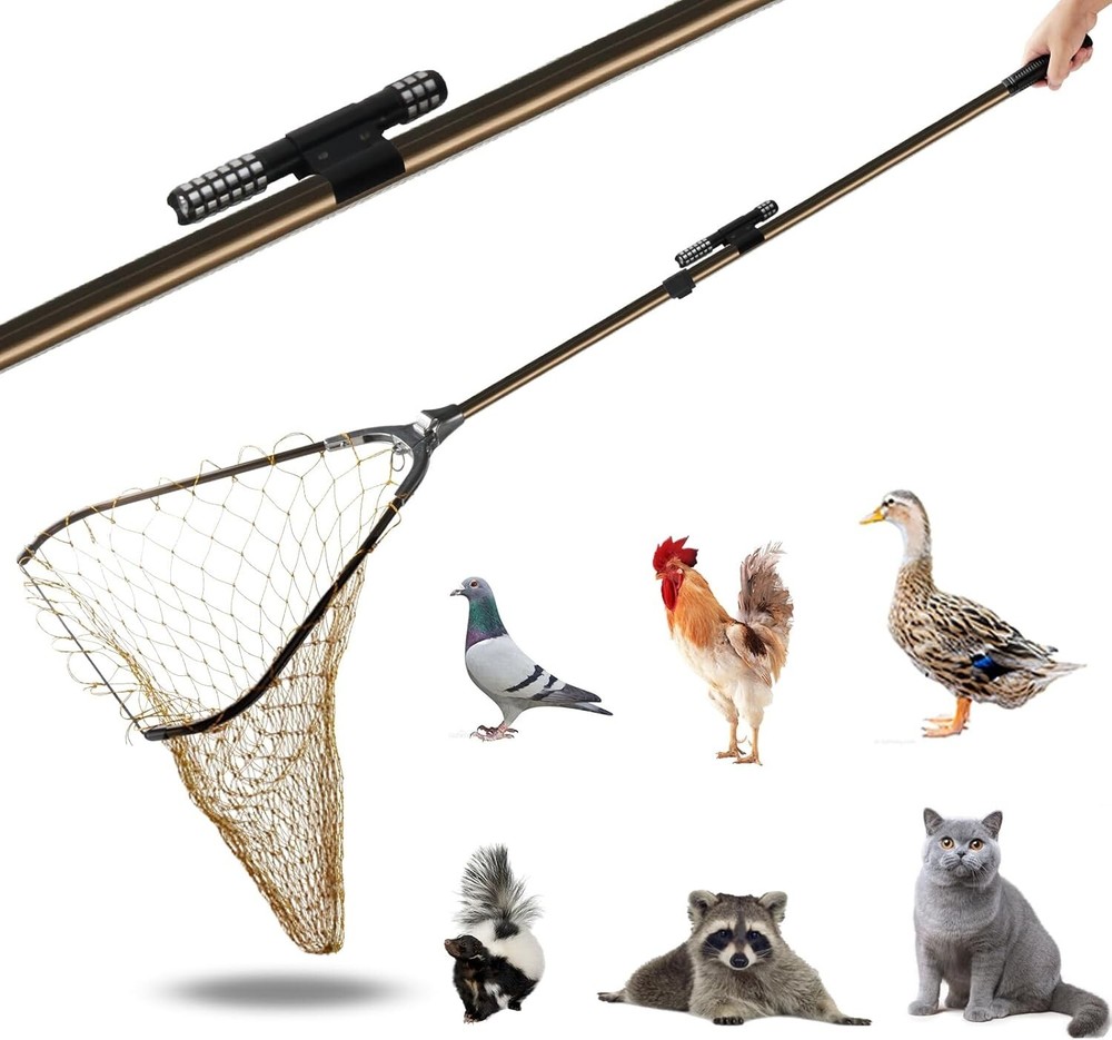Animal Catch Pole Control Tool Net Poultry Catching Pole Kit Chicken Catcher Net