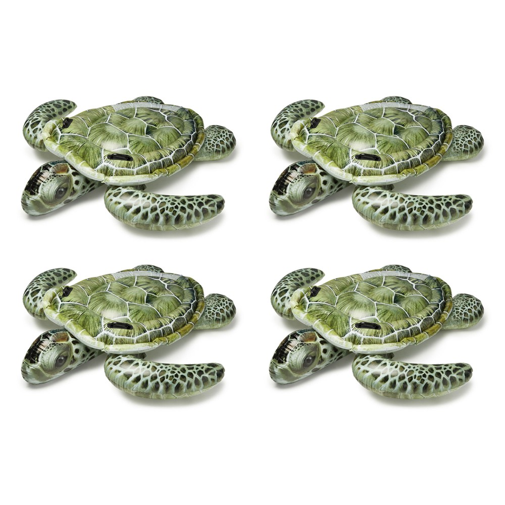 Intex Realistic Sea Turtle Inflatable Ride On Pool Float with Handles (4 Pack)