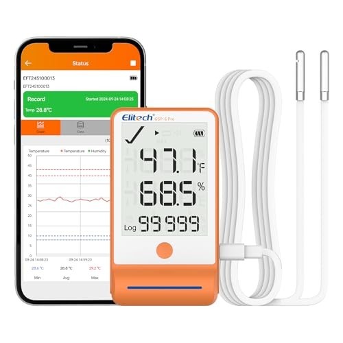 Elitech GSP-6 Bluetooth Data Logger Temperature Humidity for Refrigerator with