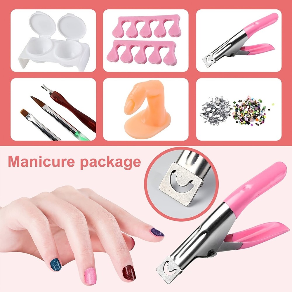Beginner Nail Art Kit - Complete DIY Acrylic Nail Set with Decoration Tools