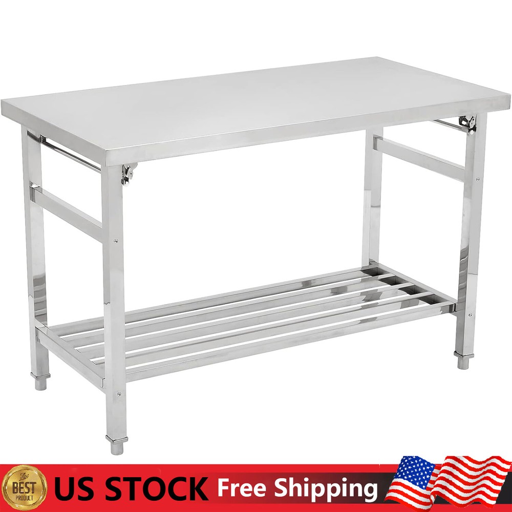 Stainless Steel 48"x24" NSF Kitchen Work Prep Table Folding Restaurant Worktable