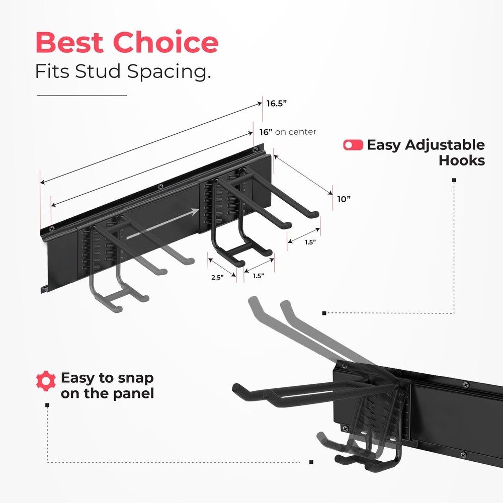Garage Wall Organizer | 48" Heavy-Duty Tool Storage Rack | Adjustable Double-...