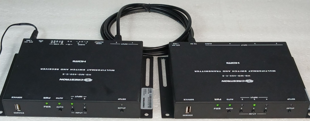 Crestron HD-MD-400-C-E Multiformat HDMI Transmitter & Receiver Set Tested w/ PSU