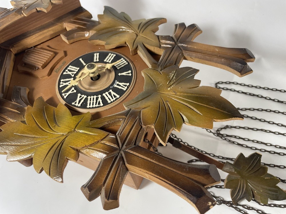 Vintage German Cuckoo Clock - Kuner - Birds, Leaves untested Complete! Read