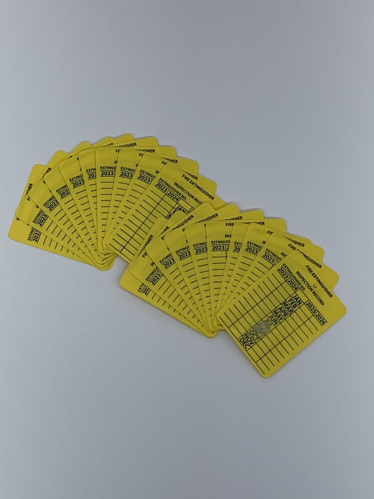 25 PLASTIC FIRE EXTINGUISHER 4-YEAR INSPECTION TAGS 2026 through 2029