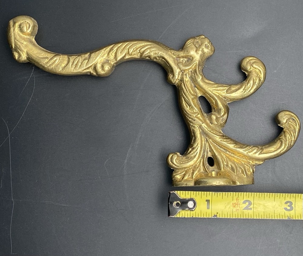 Pair of Brass Hall Tree Hat Coat Hooks~