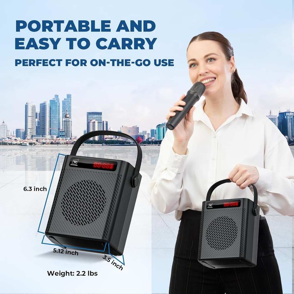 Voice Amplifier with Wireless Microphone & Speaker - Portable Mini Bluetooth PA