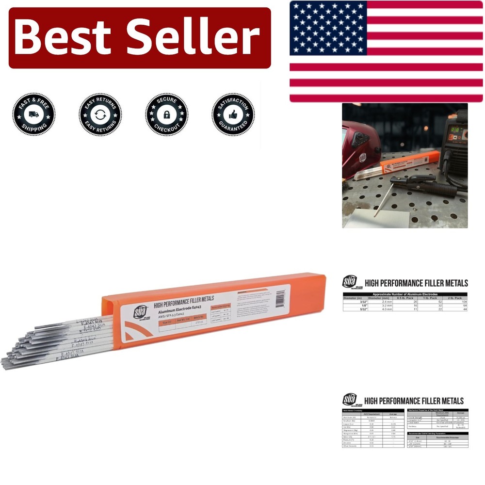 Versatile Aluminum E4043 Welding Electrode 1/8'' x 14'' - Efficient 1Lb Pack