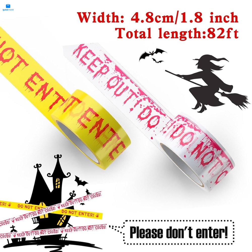 Halloween Decorations Outdoor, 1.8inx82ft Caution Tape White