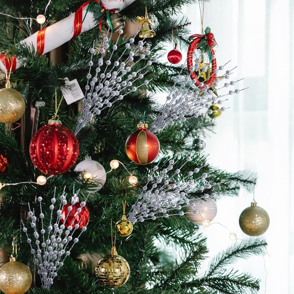 24-Pack Champagne Christmas Tree Ornaments, Christmas Tree Picks, Artificial ...