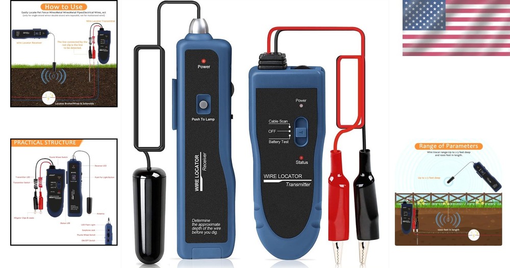 Advanced Underground Wire Locator with LED Flashlight for Precise Cable Tracking