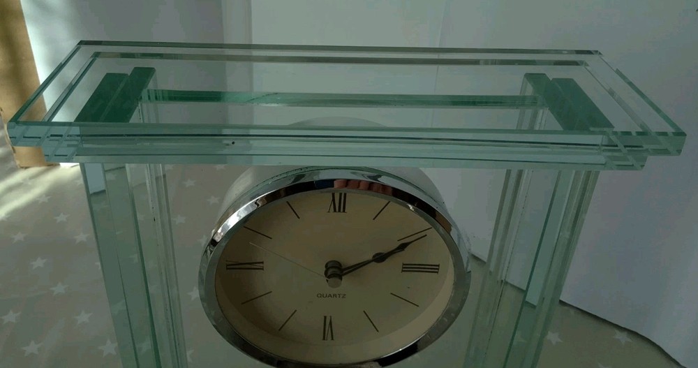 Danbury Glass Quartz Mantel Clock Working Condition
