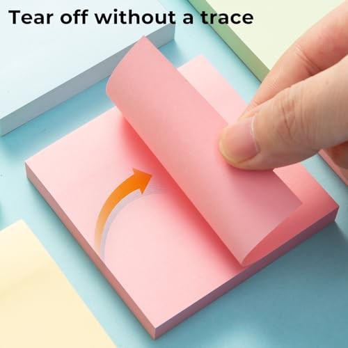 Sticky Notes 3x3 in, Self-Stick 4 Pads 4 Bright Colors 400sheets Neutral