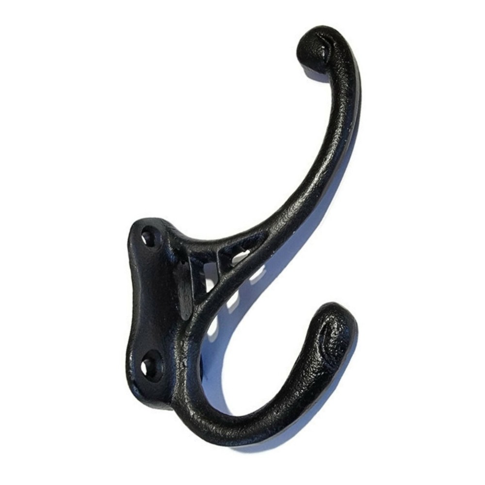 Coat Hook  - Black Cast Iron Front Mount Coat Hook for Hall Tree