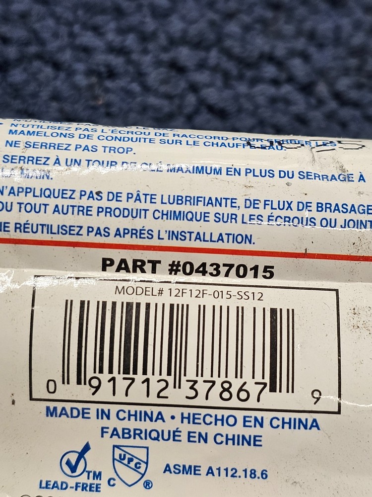 Eastman 0437015 Corrugated Water Heater Connector 3/4" FIP x 3/4" FIP