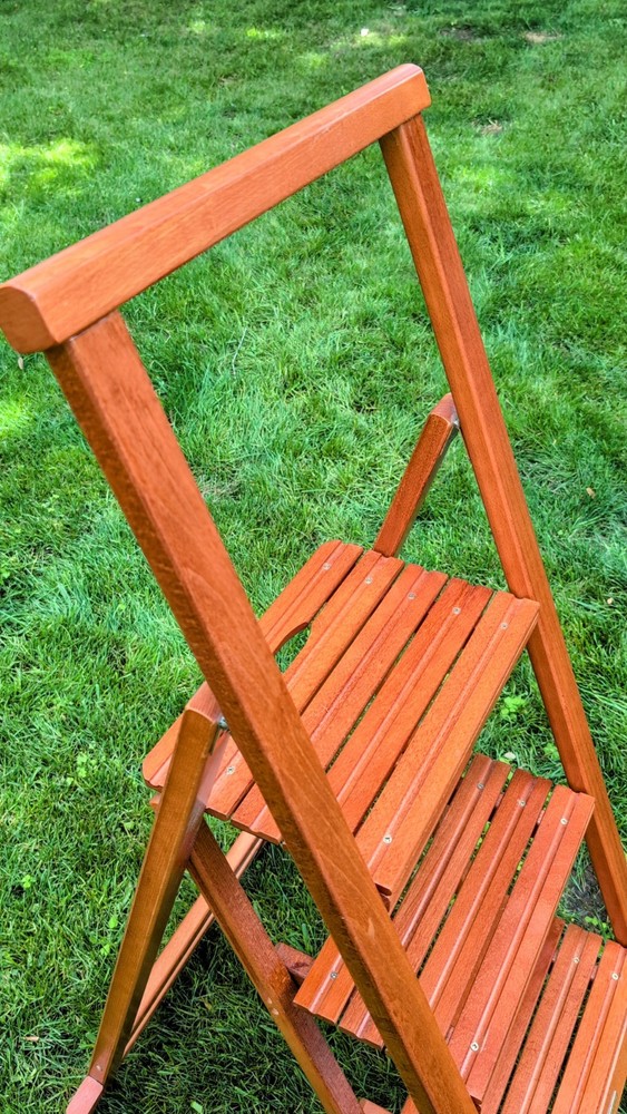 Frontgate Wood 3 Step Folding Closet Step Ladder Rare