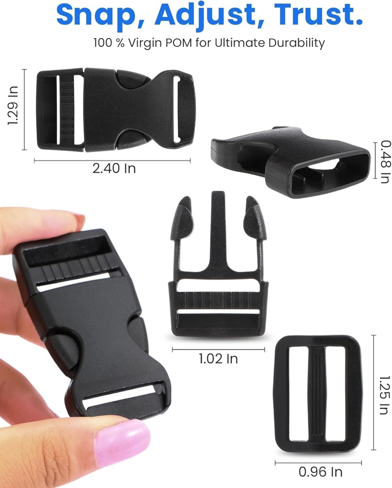 Buckle & Strap Kit - 6 Yards 1 Inch Wide Polyester Webbing Stronger Than...