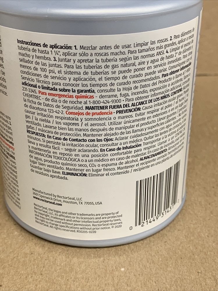 Rectorseal Tru-Blu Blue Pipe Thread Sealant - Pint