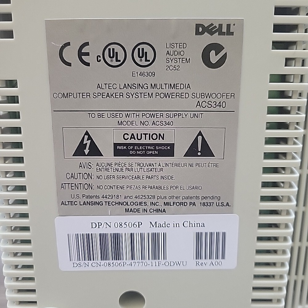 ALTEC LANSING/DELL ACS340 Multimedia Computer Speaker System With Powered Sub