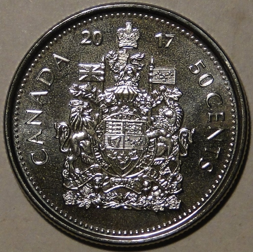 BU UNC Canada 2017 regular 50 cent 50c half dollar coin from mint roll