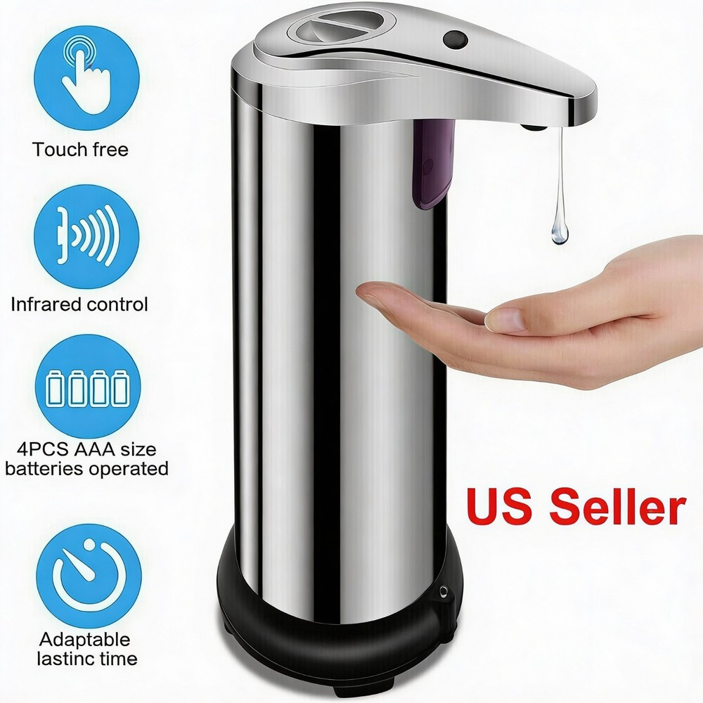 250ml Stainless Auto Handsfree Sensor Touchless Soap Dispenser Kitchen Bathroom