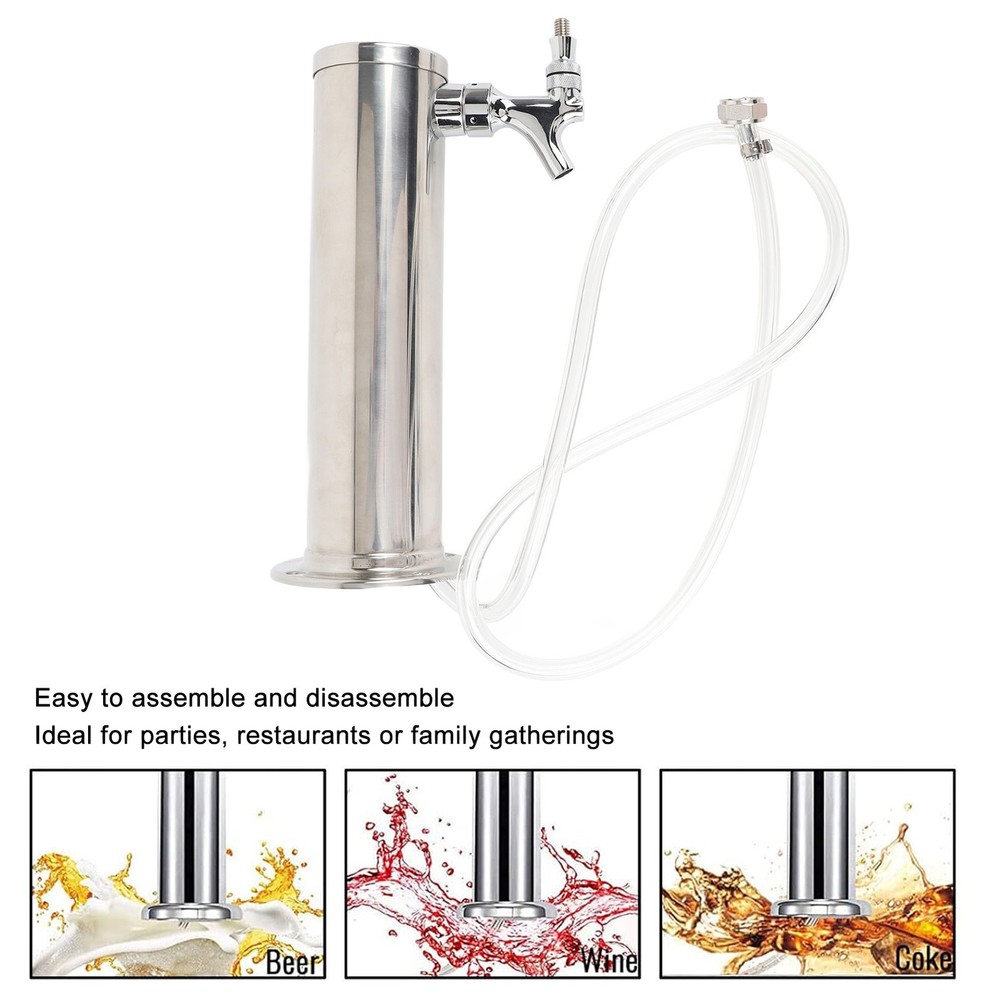 Column Draft Beer Tower Dispenser Kit Single Tap Stainless Draft Beer Tower