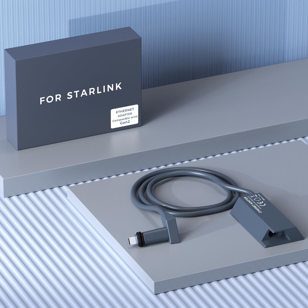 Starlink Ethernet Adapter V2, with Gen 2 Starlink Rectangular Dish and Mesh W...