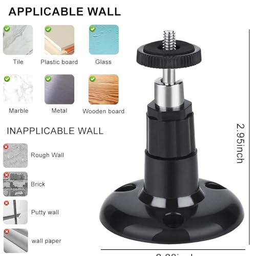 Adhesive Ring Camera Mount Stick Up Mount Holder Compatible with 1 Pack Black