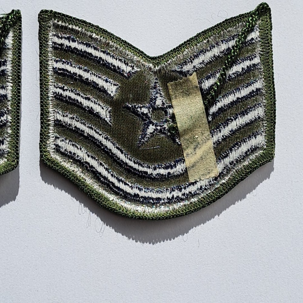 E6 Patches Two Pair USAF E-6 Air Force Tech Sergeant Stripes Rank 3" Subdued