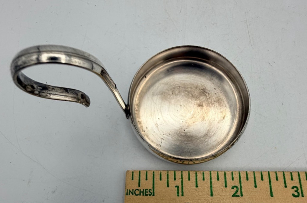 Antique Silverplate Chamber Candle Holder Ring Handle Night Light