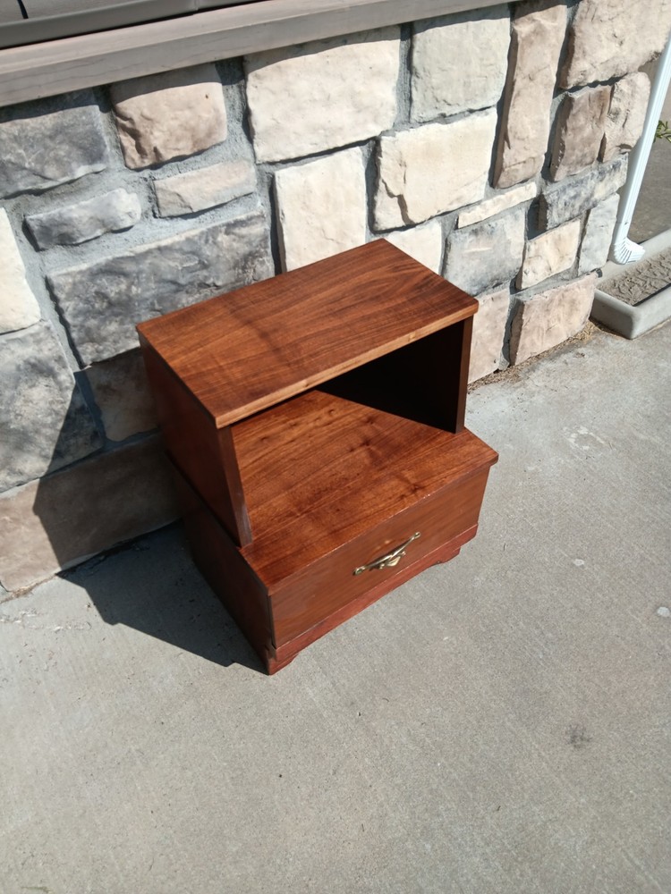 Walnut Veneer Ballman Cummings Step-End Nightstand or End Table