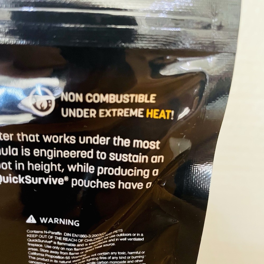 Quick Survive Fire Starter Pouches 100% Waterproof Intense Flame Formula