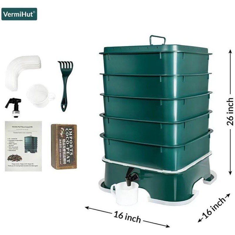 Worm Compost Bin Advanced Version W/ 5 Trays M-board V-board Accessories New