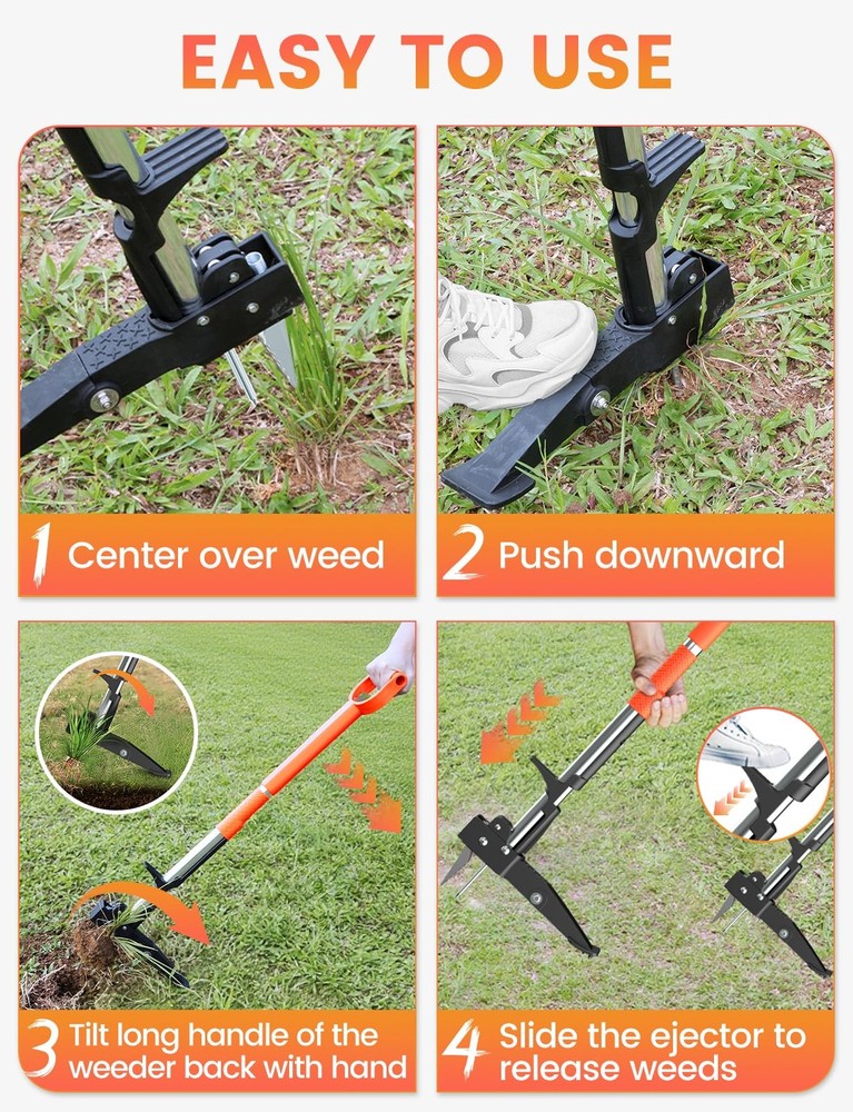 2-Pack Upgraded Weed Puller Tool Kit with Long Adjustable Handle (39"-47"), Q...