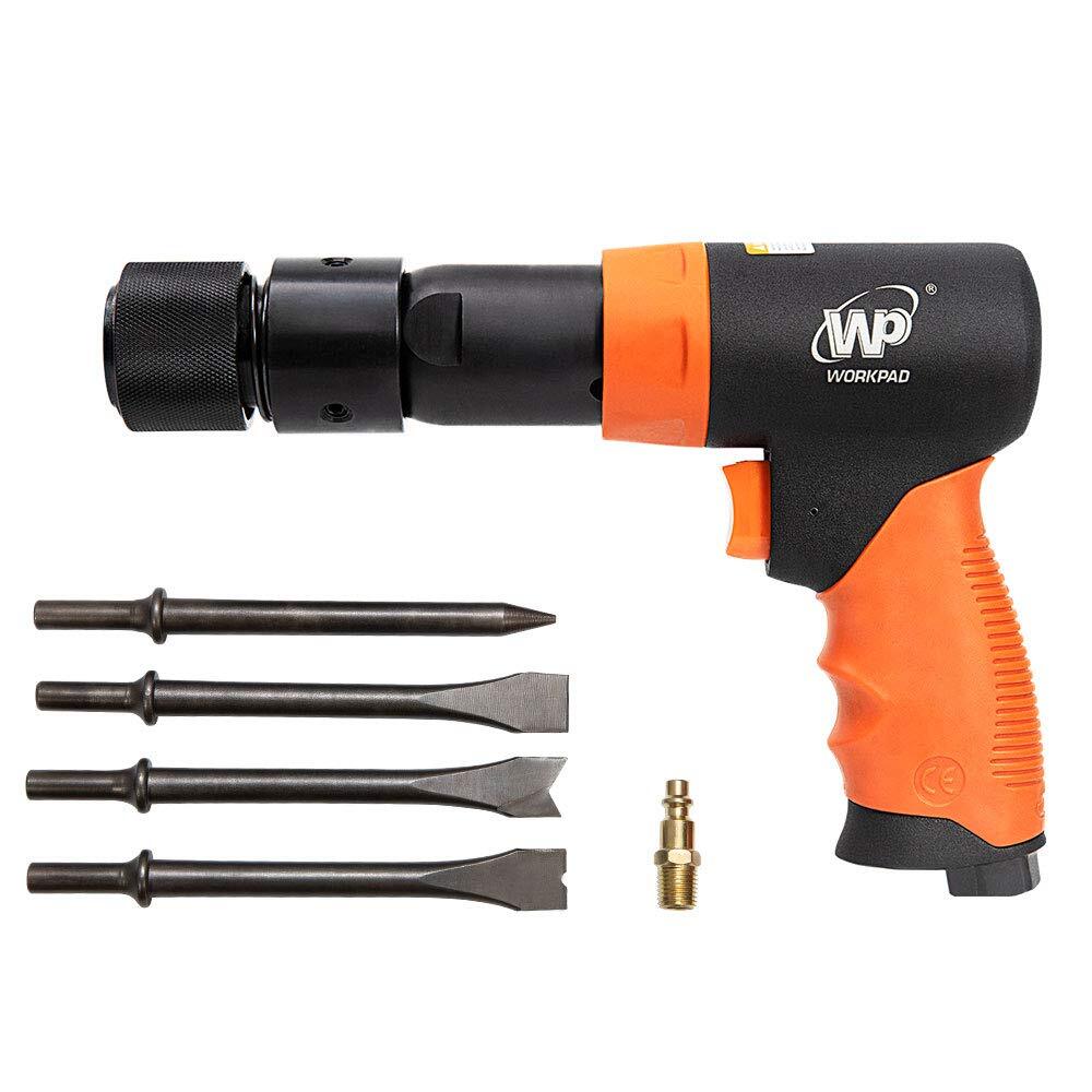 Workpad 190mm Long Barrel Air Hammer With Quick Change Chisel Retainer And 4piec