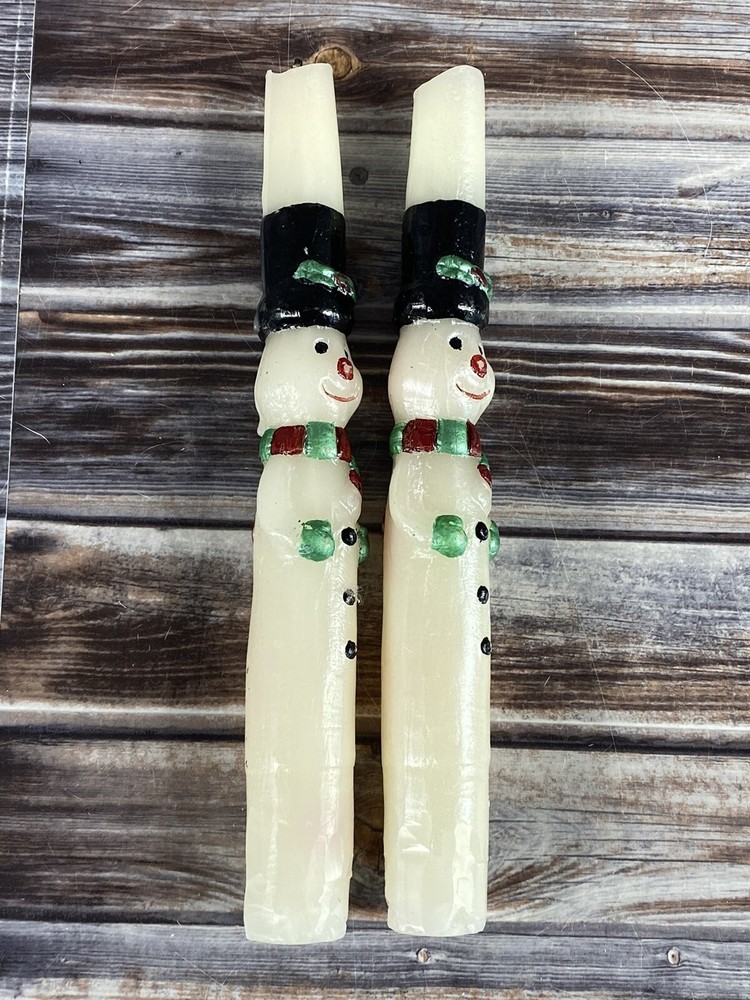 Snowman Taper Candles - One Pair - 8"
