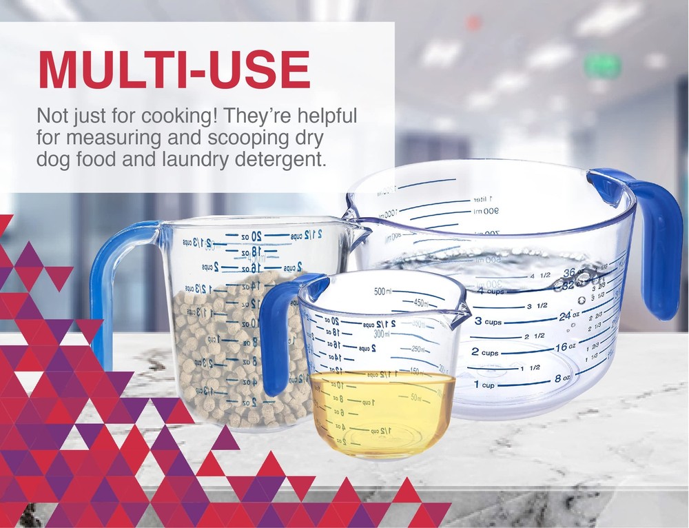 Plastic Measuring Cups For Liquids 4.5 Cups With Coolgrip Handle Bpafree Stackab
